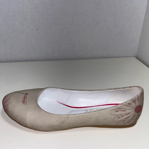 Goby Beige Pink Floral Faux Leather Slip On Ballerina Ballet Flats - Picture 7 of 12